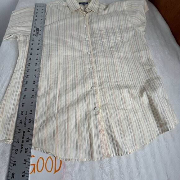 Faconnable Womens Cotton Striped Long Sleeve Button-Up Shirt Large Multicolor - Picture 7 of 7